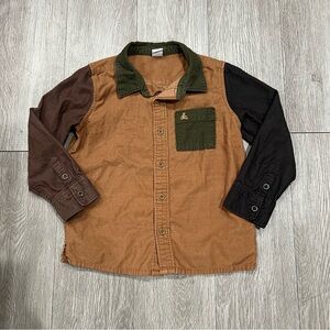 Gap Toddler Colorblock Corduroy Holiday Brown Shirt Size 5T